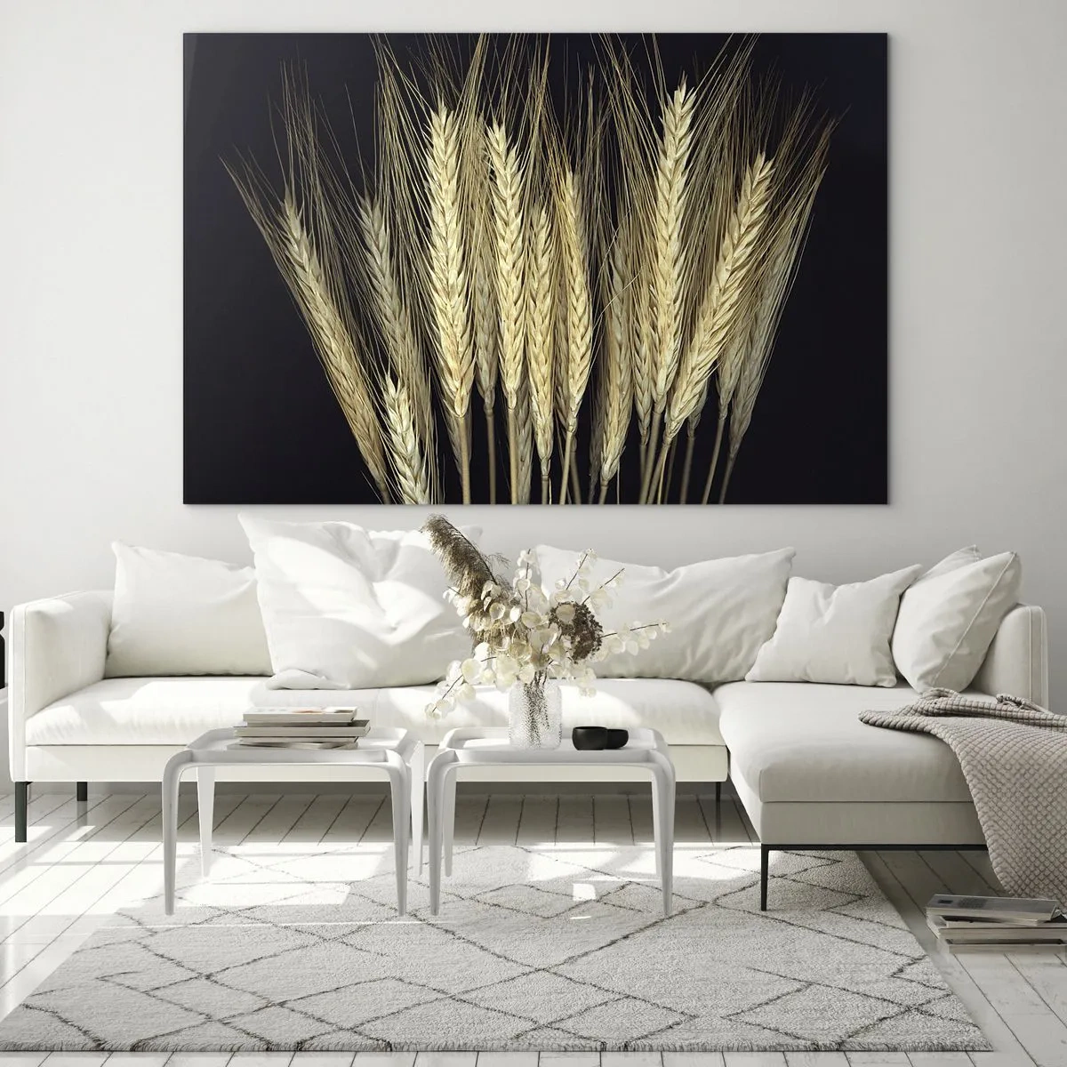 Glasbild - Bild auf glas - Maserung in warmen Tönen auf schwarzem Hintergrund - 120x80cm - Rustikale Magie - Moderne Wanddekoration für Wohnzimmer und Schlafzimmer ARTTOR