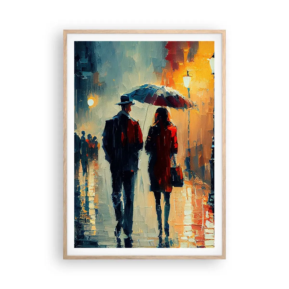 Poster in einem Rahmen aus heller Eiche - Urbane Liebesgeschichte - 70x100 cm