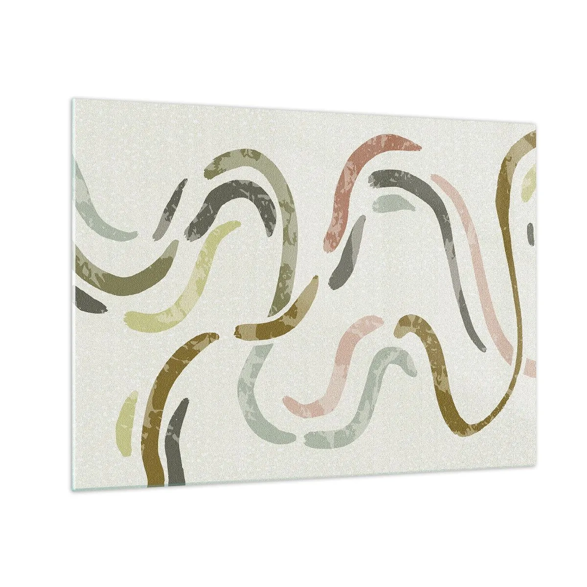 Glasbild - Bild auf glas - Wellenförmige bunte Formen auf hellem Hintergrund - 70x50cm - Fröhlicher Tanz der Abstraktion - Moderne Wanddekoration für Wohnzimmer und Schlafzimmer ARTTOR