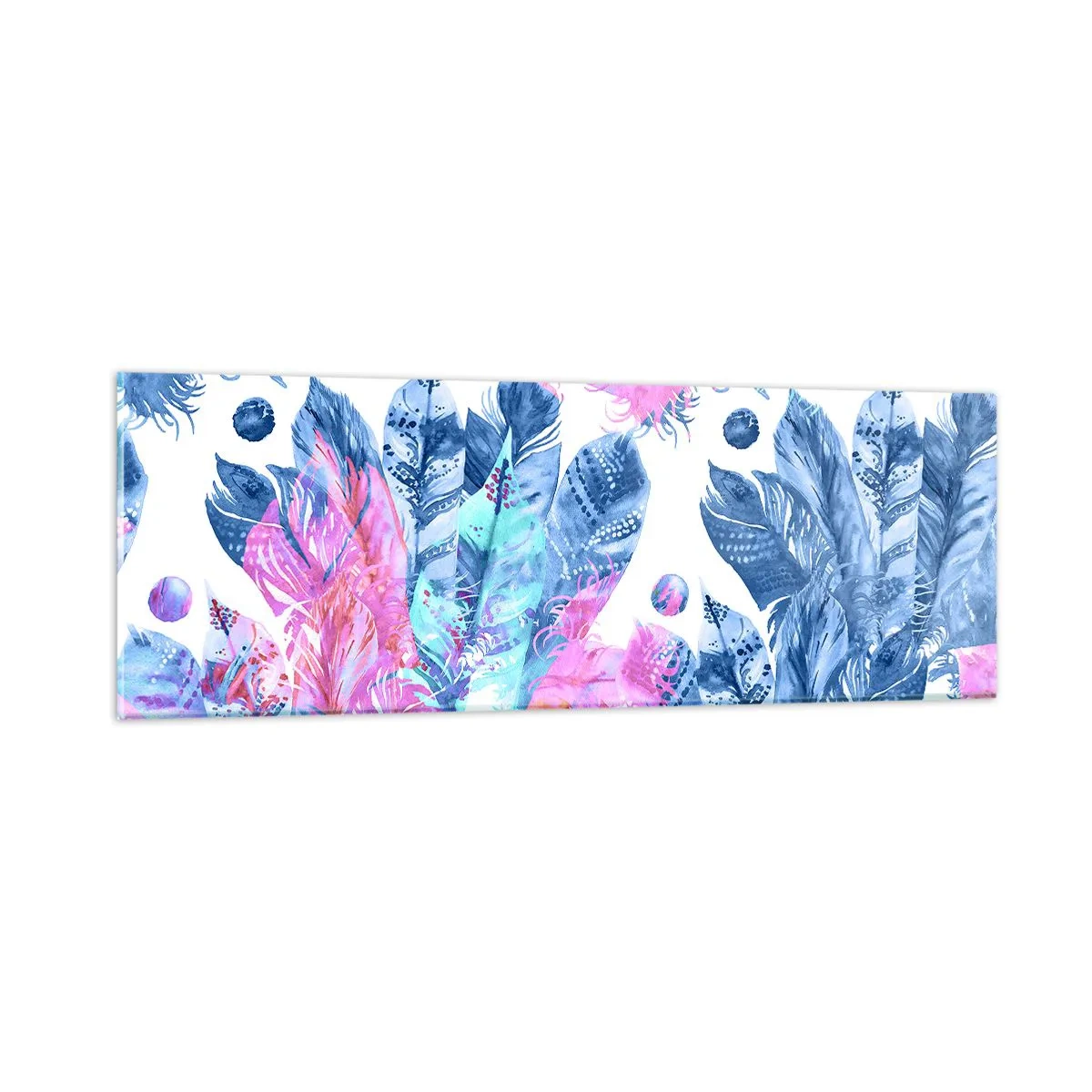 Glasbild - Bild auf glas - Pflaumen in Pink und Blau - 90x30 cm