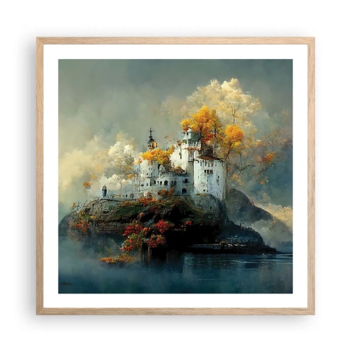 Poster in einem Rahmen aus heller Eiche - Beginn einer romantischen Geschichte - 60x60 cm