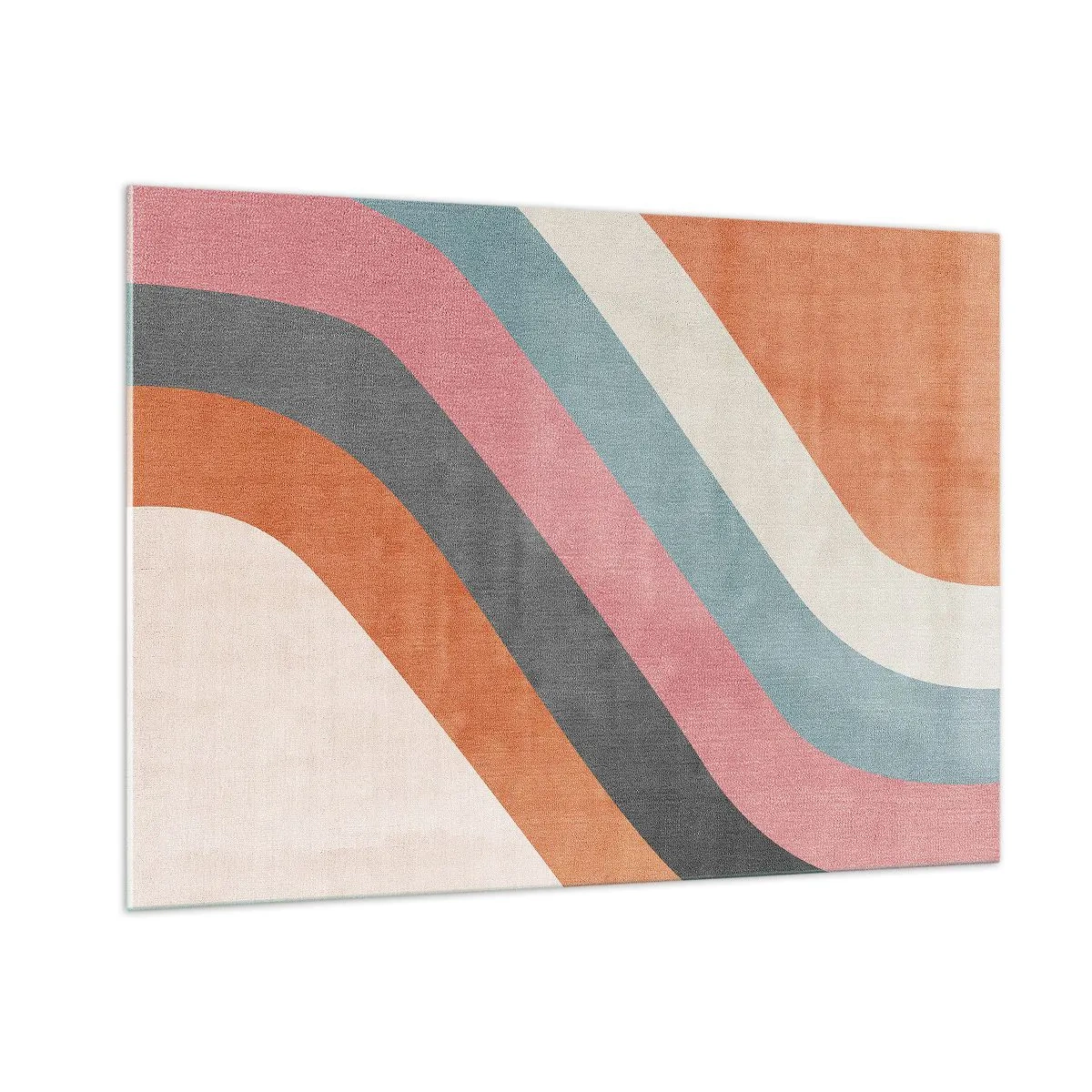 Glasbild - Bild auf glas - Bunte diagonale Streifen auf hellem Hintergrund - 100x70cm - Diagonale Komposition – Bewegung - Moderne Wanddekoration für Wohnzimmer und Schlafzimmer ARTTOR