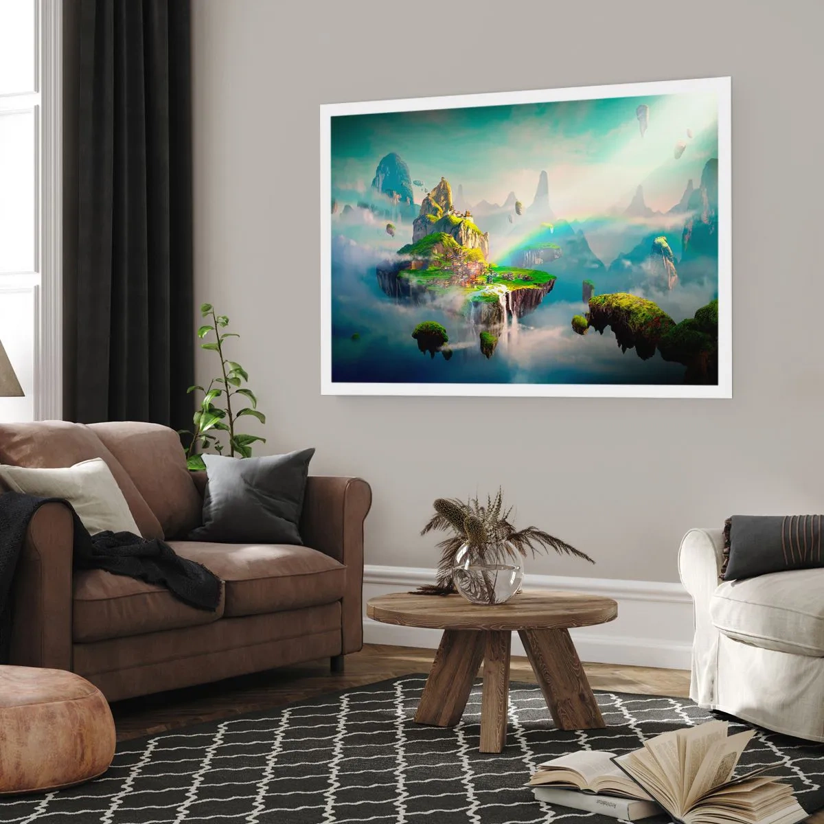 Poster - Mitten am Himmel - glückliche Inseln - 91x61 cm