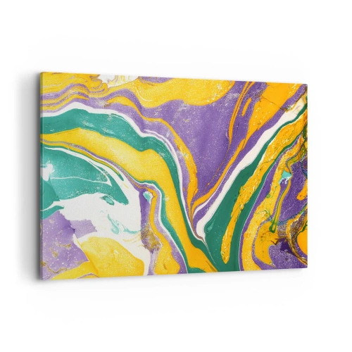 Bild auf Leinwand - Leinwandbild - Abstraktes Marmormuster in lebendigen Farben - 120x80cm - Farbwellen - Moderne Wanddekoration für Wohnzimmer und Schlafzimmer ARTTOR