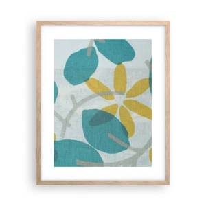Poster in einem Rahmen aus heller Eiche - Unter den azurblauen Blättern - 40x50 cm