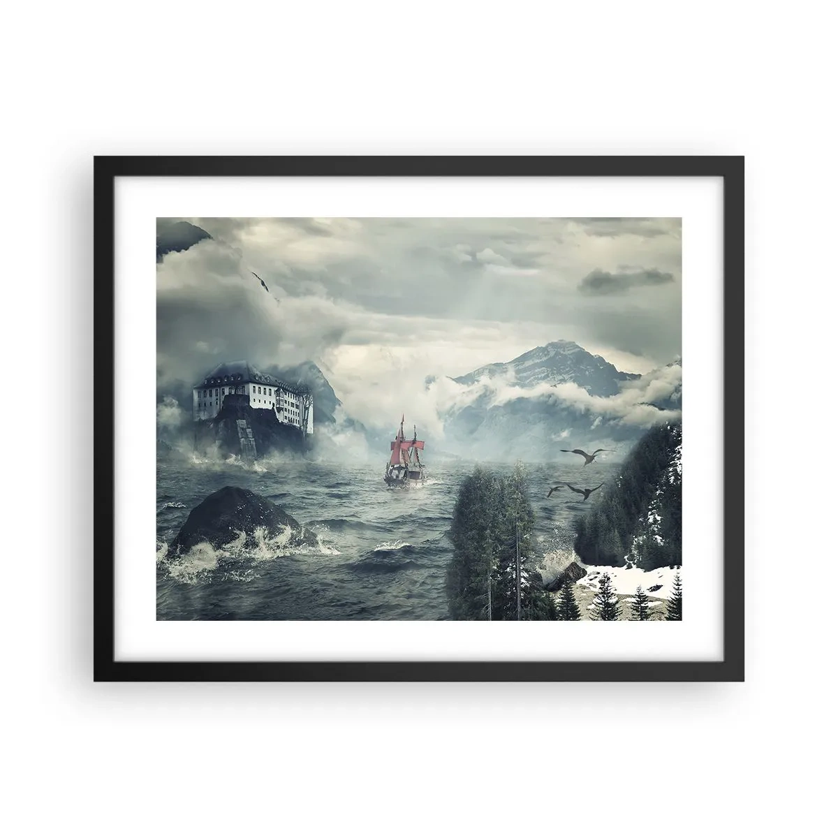 Poster in einem schwarzem Rahmen - In magischen Gewässern - 50x40 cm