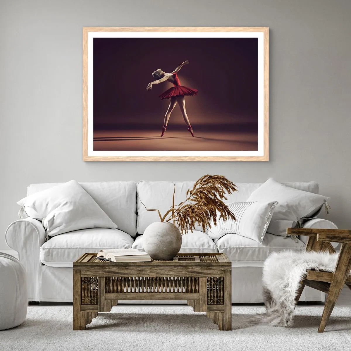 Poster in einem Rahmen aus heller Eiche - Eine Primaballerina - 50x40 cm
