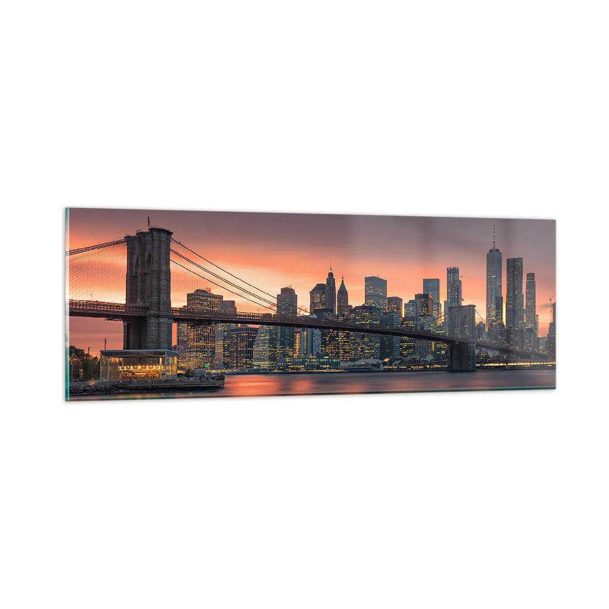 Glasbild - Bild auf glas - Eingetaucht in lila Stille - 90x30 cm