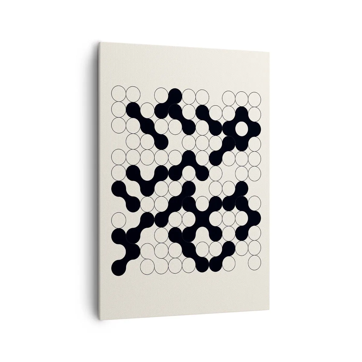 Bild auf Leinwand - Leinwandbild - Schwarz-weiße Muster mit Kreisen auf hellem Hintergrund - 70x100cm - Chinesisches Spiel – Variation - Moderne Wanddekoration für Wohnzimmer und Schlafzimmer ARTTOR