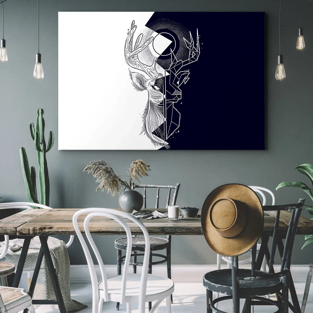 Bild auf Leinwand - Leinwandbild - Geometrie und Natur in einer symbolischen Komposition - 70x50cm - Der Kampf und die Einheit der Gegensätze - Moderne Wanddekoration für Wohnzimmer und Schlafzimmer ARTTOR