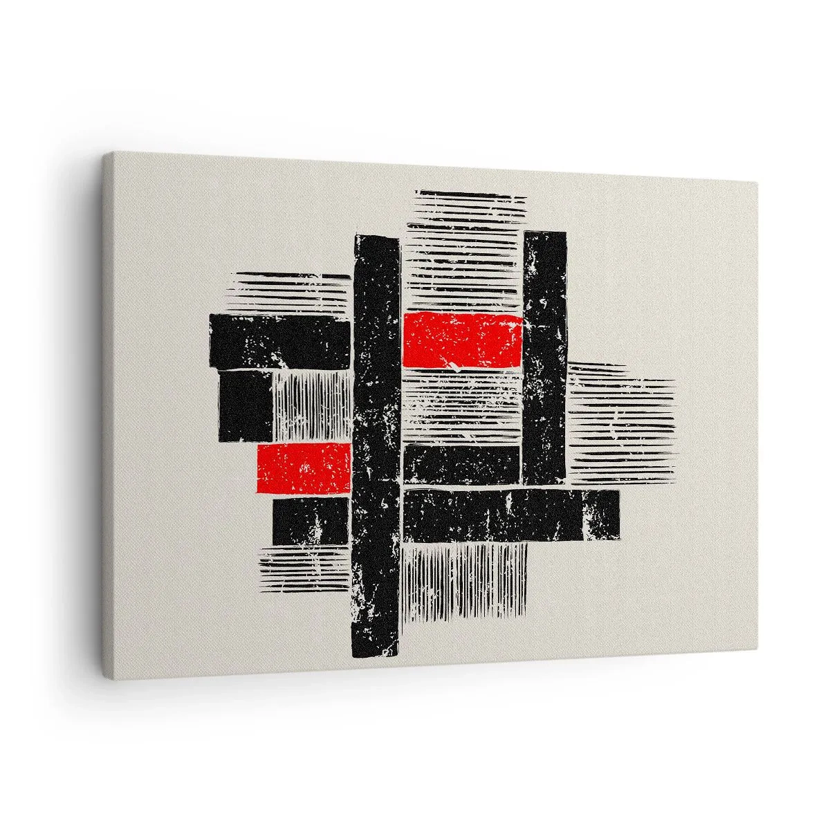 Bild auf Leinwand - Leinwandbild - Abstrakte geometrische Komposition in Schwarz und Rot - 70x50cm - Rot und Schwarz - Moderne Wanddekoration für Wohnzimmer und Schlafzimmer ARTTOR