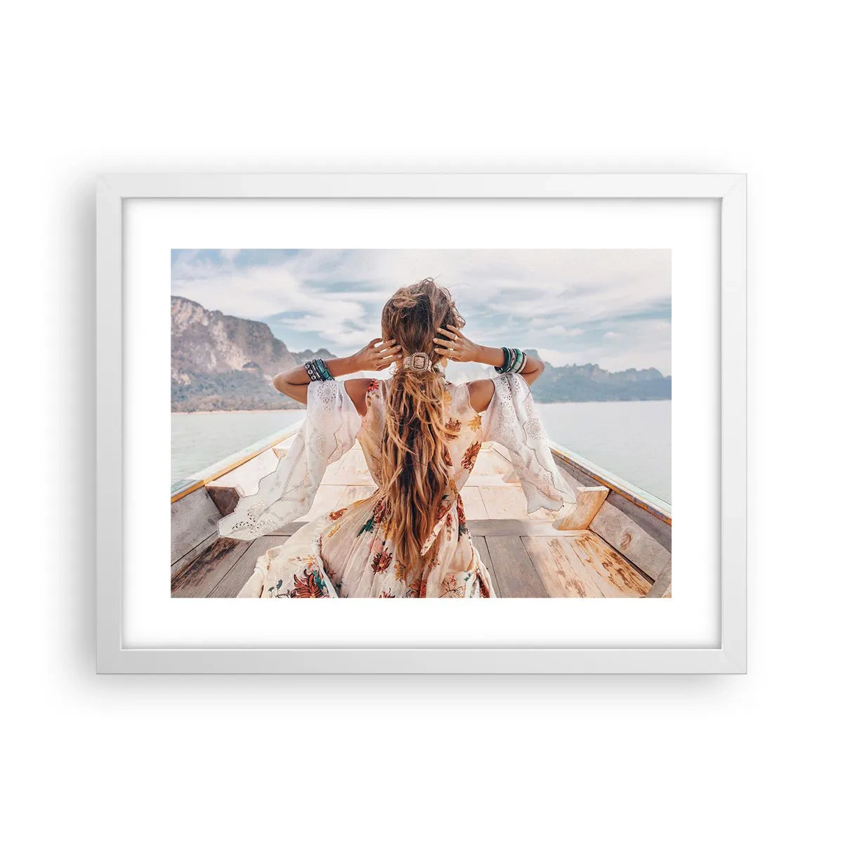 Poster in einem weißen Rahmen - Auf dem Weg zum Glück - 40x30 cm