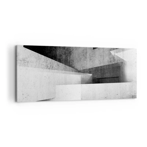 Bild auf Leinwand - Leinwandbild - Geometrische Formen in einer monochromen Komposition - 120x50cm - Die Raumstruktur - Moderne Wanddekoration für Wohnzimmer und Schlafzimmer ARTTOR