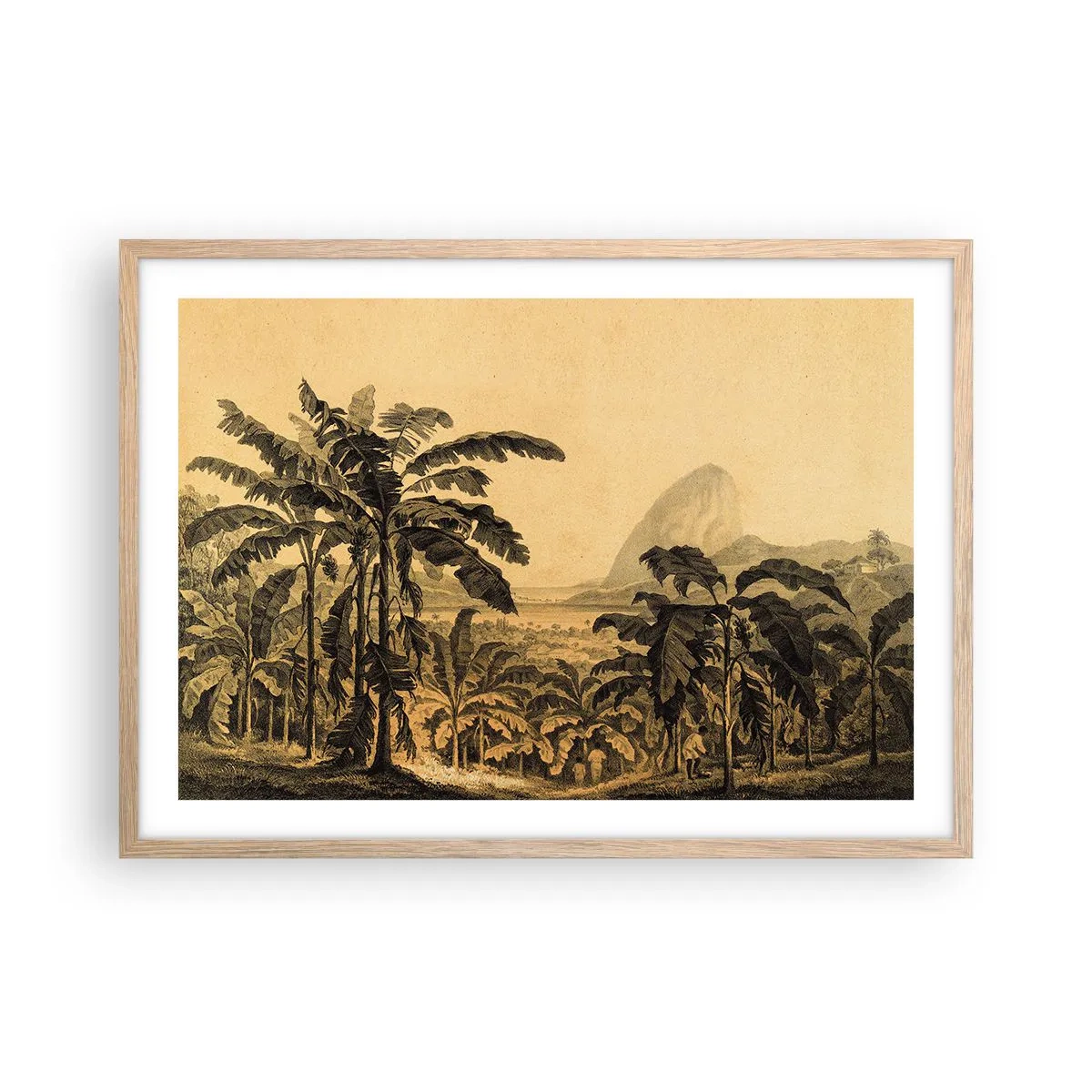 Poster in einem Rahmen aus heller Eiche - in einem kolonialen Klima - 70x50 cm