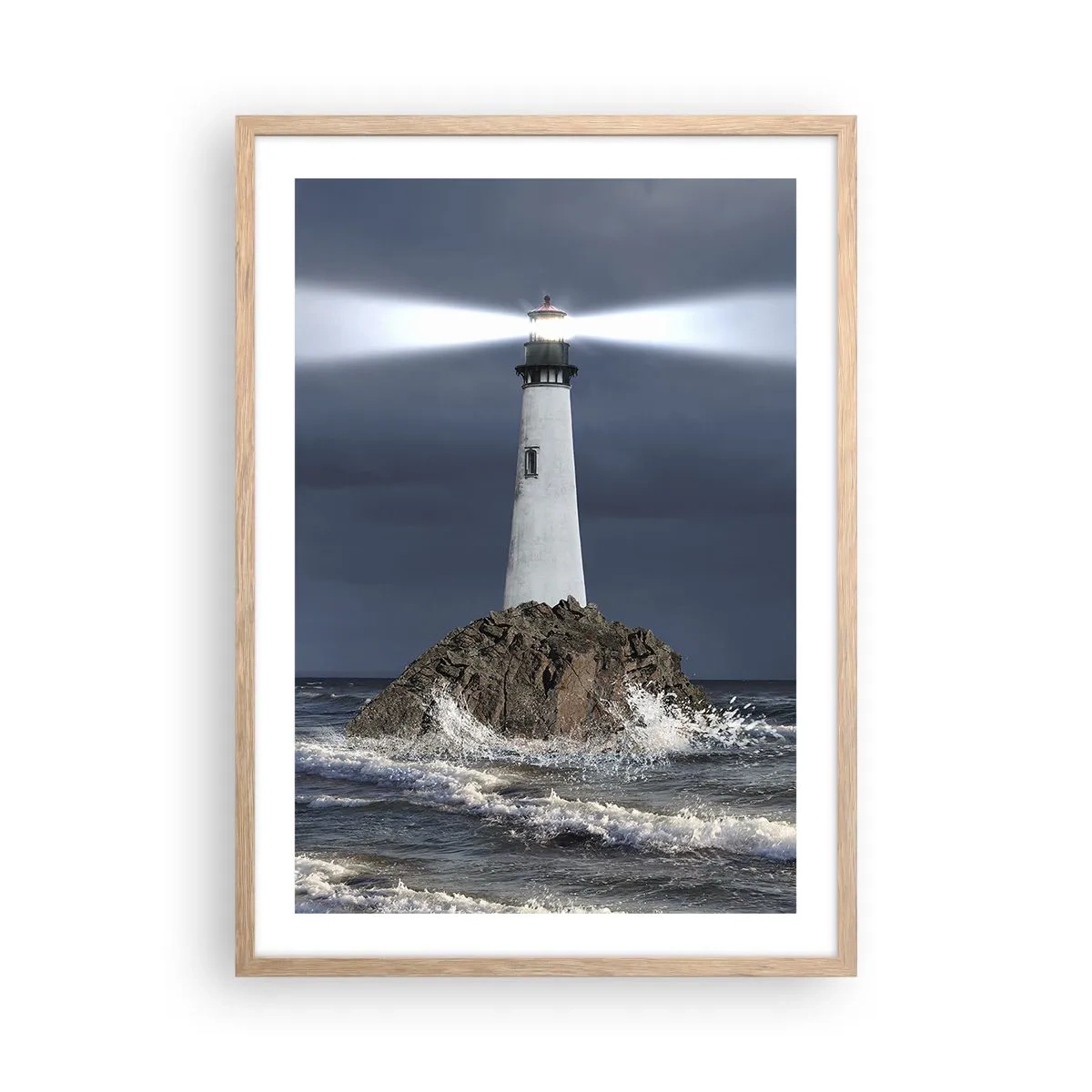 Poster in einem Rahmen aus heller Eiche - Hier... hier... hier! - 50x70 cm