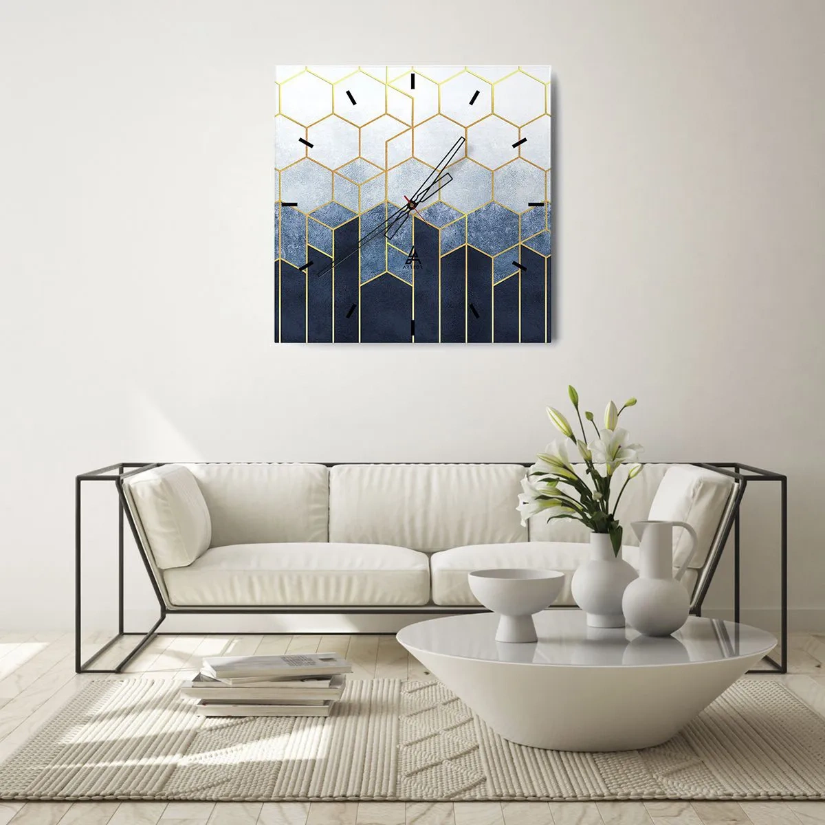 Wanduhr - Glasuhr - Komposition im synkopischen Rhythmus - 30x30 cm