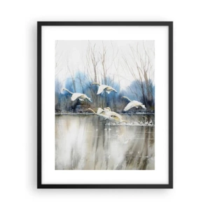 Poster in einem schwarzem Rahmen - Wie im Märchen von den wilden Schwänen - 40x50 cm