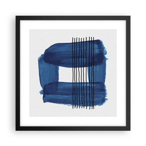 Poster in einem schwarzem Rahmen - Blaue und schwarze Komposition - 40x40 cm