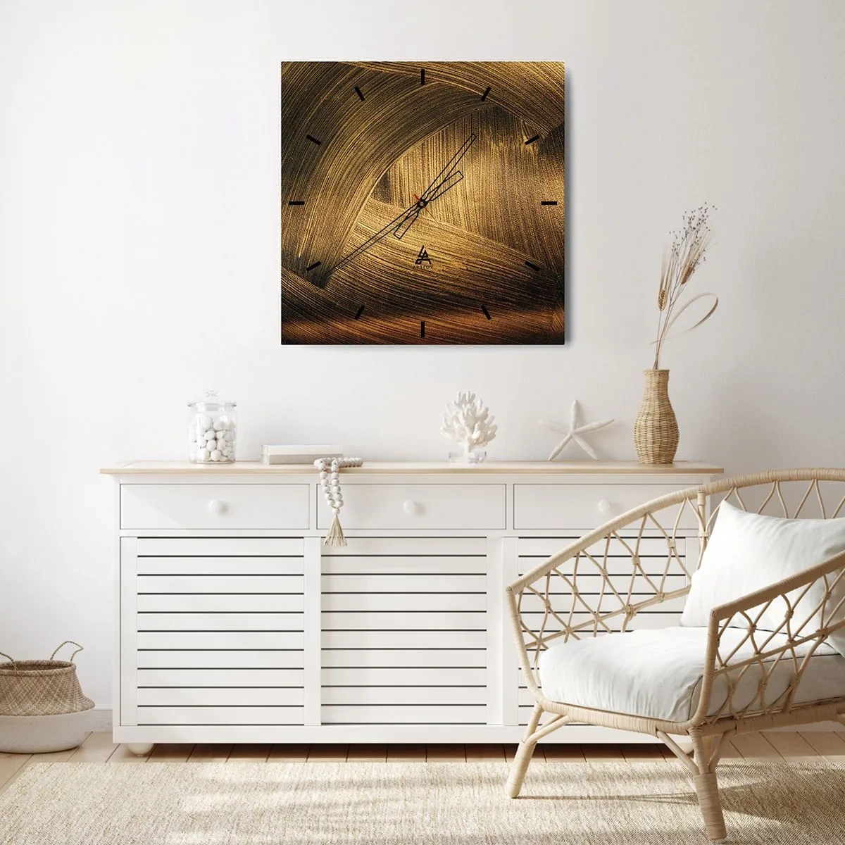 Wanduhr - Glasuhr - In einem goldenen Labyrinth - 40x40 cm