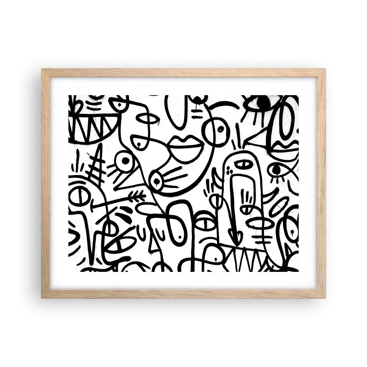Poster in einem Rahmen aus heller Eiche - Gesichter und Luftspiegelungen - 50x40 cm