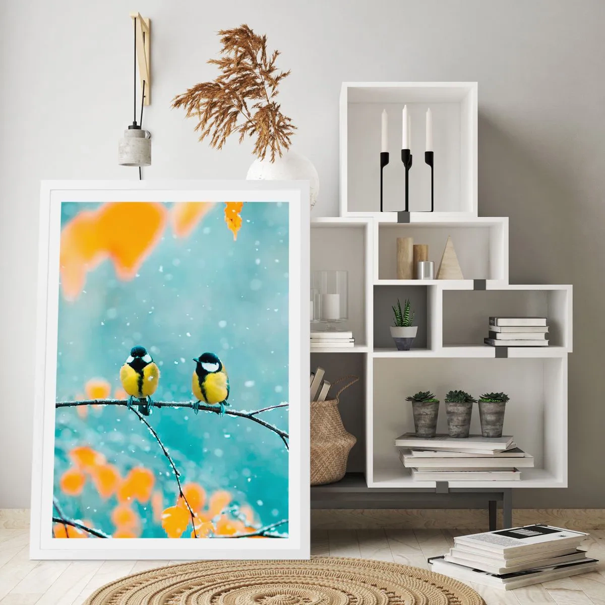 Poster in einem weißen Rahmen - Vogelklatsch - 30x40 cm