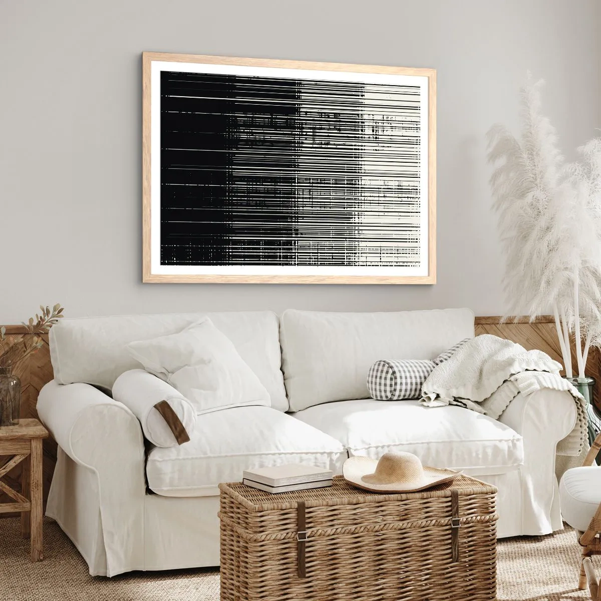 Poster in einem Rahmen aus heller Eiche - Wellen und Vibrationen - 100x70 cm