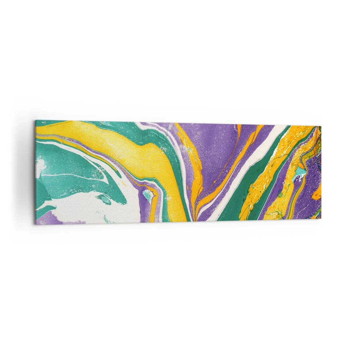 Bild auf Leinwand - Leinwandbild - Abstraktes Marmormuster in lebendigen Farben - 160x50cm - Farbwellen - Moderne Wanddekoration für Wohnzimmer und Schlafzimmer ARTTOR