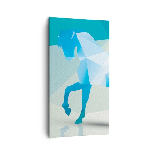 Bild auf Leinwand - Leinwandbild - Geometrisches Pferd in Türkis - 45x80 cm
