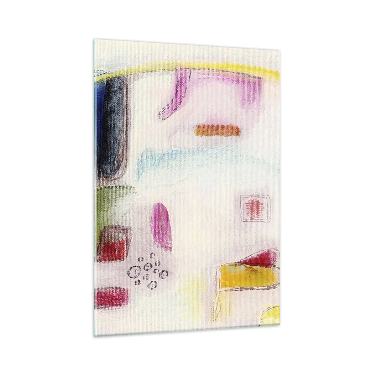 Glasbild - Bild auf glas - Farbenfrohe Abstraktion mit geometrischen Formen und Pastelltönen - 50x70cm - Eher konvex als konkav oder flach - Moderne Wanddekoration für Wohnzimmer und Schlafzimmer ARTTOR