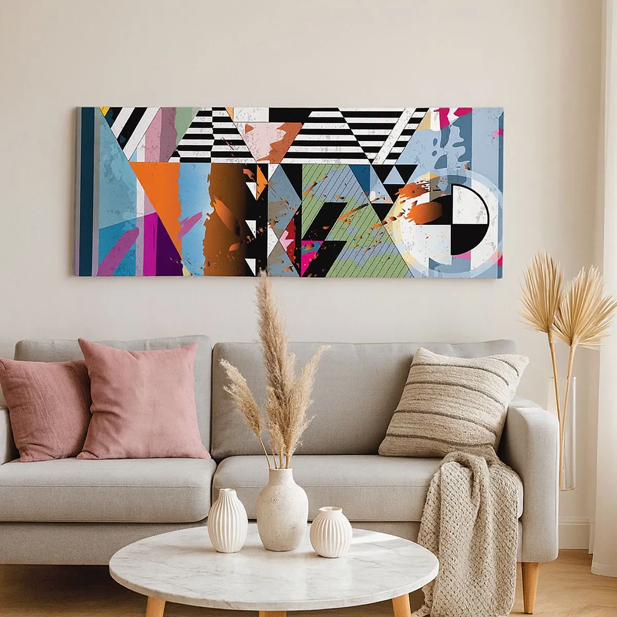 Bild auf Leinwand - Leinwandbild - Geometrisch und organisch - 100x40 cm