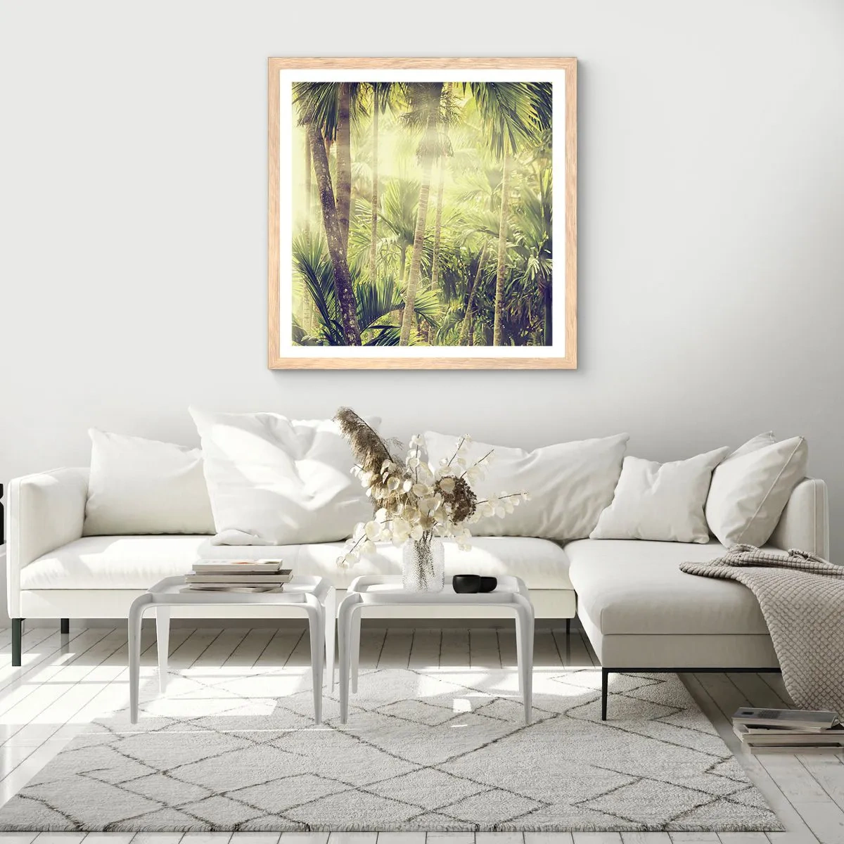 Poster in einem Rahmen aus heller Eiche - In grüner Hitze - 40x40 cm