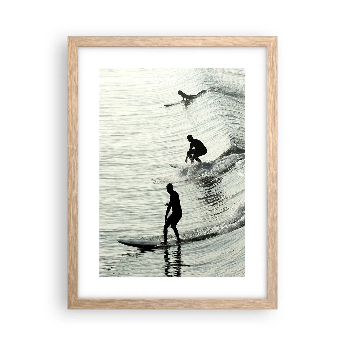 Poster in einem Rahmen aus heller Eiche - Gegen die Welle - 30x40 cm