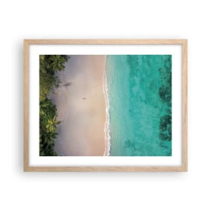 Poster in einem Rahmen aus heller Eiche - Paradiesstrand - 50x40 cm
