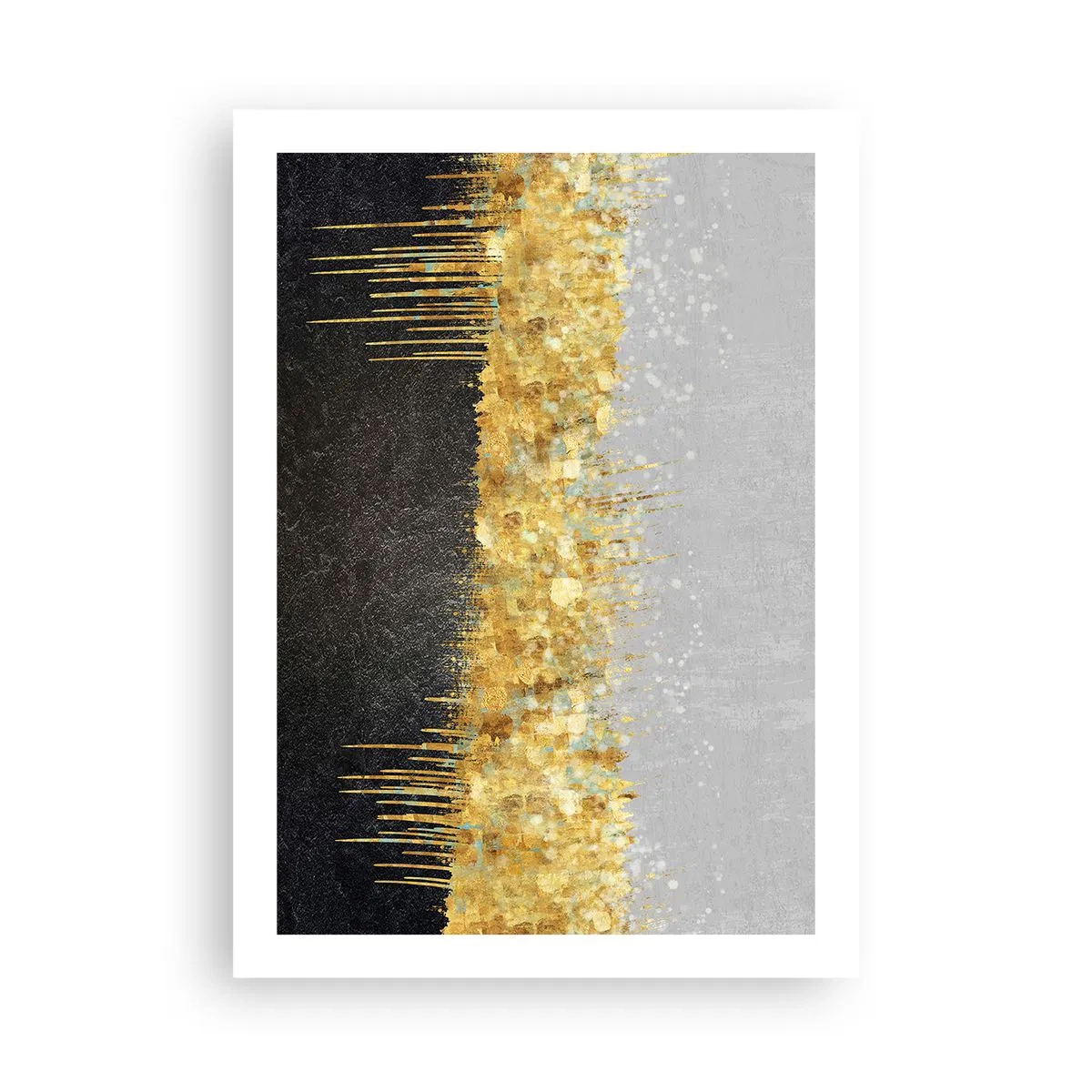 Poster - Abstrakte Komposition aus Gold, Schwarz und Silber - 50x70cm - Nach innen und nach oben - Moderne Wanddekoration für Wohnzimmer und Schlafzimmer ARTTOR