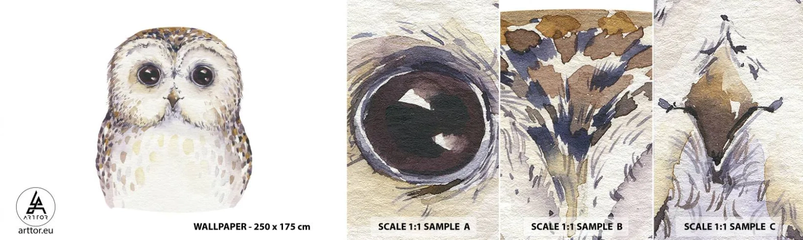 Fototapeten Muster Selbstklebend Deluxe Sticker - Schau mir in die Augen - Eule, Vogel, Grafik - 100x30 cm