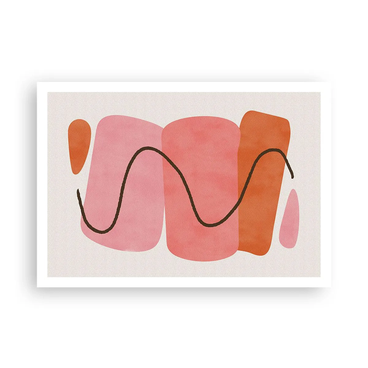 Poster - Abstrakte Formen in Rosa- und Orangetönen - 100x70cm - Sanfte Bewegung der Formen - Moderne Wanddekoration für Wohnzimmer und Schlafzimmer ARTTOR