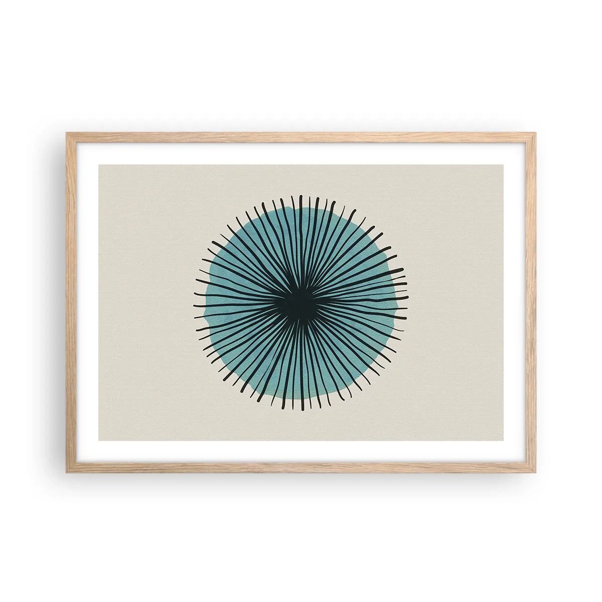 Poster in einem Rahmen aus heller Eiche - Strahlend im Blau - 70x50 cm