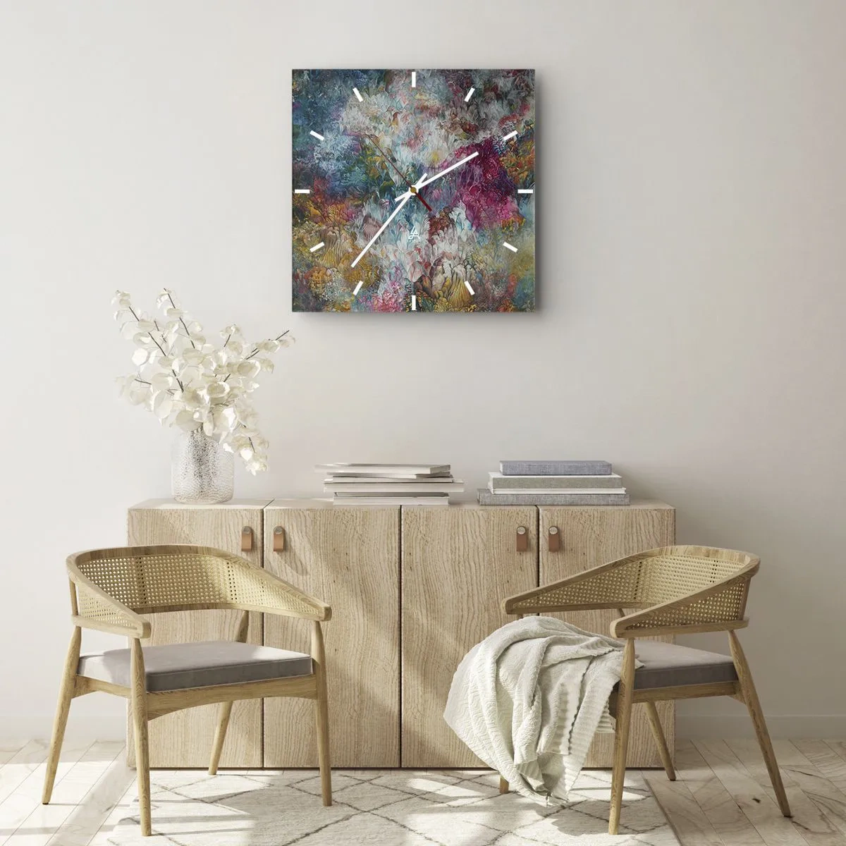 Wanduhr - Glasuhr - In voller Blüte - 30x30 cm