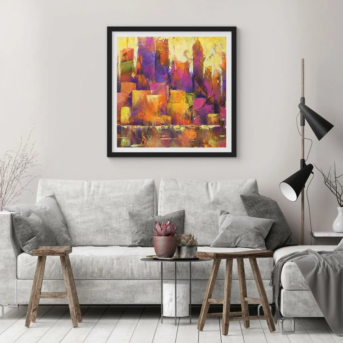 Poster in einem schwarzem Rahmen - Metropolitische Komposition - 50x50 cm