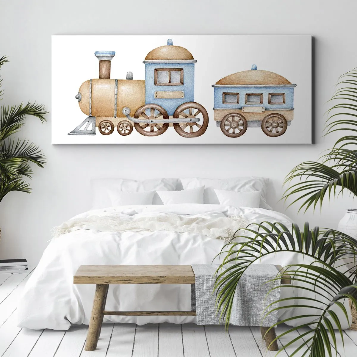 Bild auf Leinwand - Leinwandbild - Am Bahnhof steht ... - 90x30 cm