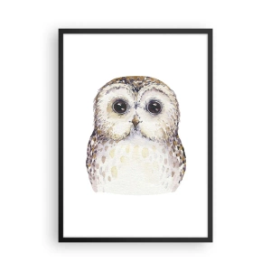 Poster in einem schwarzem Rahmen - Ein bezauberndes Aquarellporträt einer Eule - 50x70cm - Schau mir in die Augen - Moderne Wanddekoration für Wohnzimmer und Schlafzimmer ARTTOR