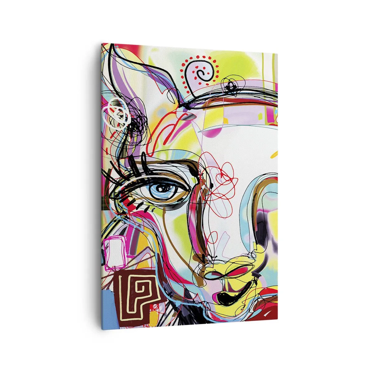 Bild auf Leinwand - Leinwandbild - Farbenfrohes Porträt im abstrakten künstlerischen Stil - 70x100cm - Der Reichtum des Abiturs der Katze - Moderne Wanddekoration für Wohnzimmer und Schlafzimmer ARTTOR