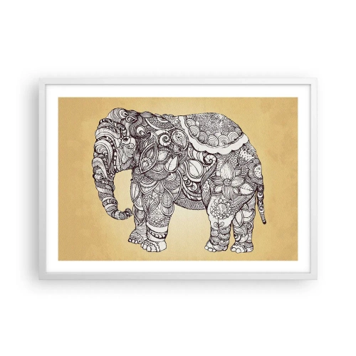 Poster in einem weißen Rahmen - Elefant verhüllte sich - 70x50 cm