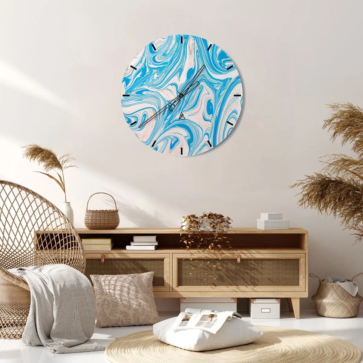Wanduhr - Glasuhr - Ein abstrakter Pool in Türkis- und Weißtönen - 30x30cm - Sumpf in Türkis - Moderne Wanddekoration für Wohnzimmer, Küche und Schlafzimmer ARTTOR