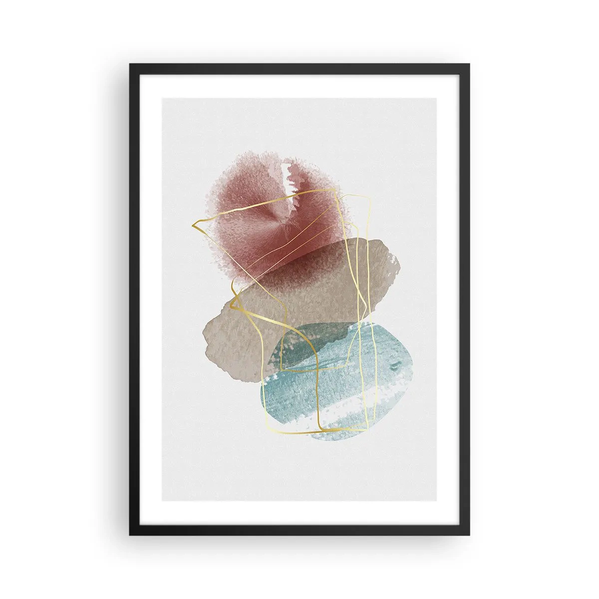 Poster in einem schwarzem Rahmen - Abstrakte Komposition in Pastellfarben - 50x70cm - Korallen des Weltraums - Moderne Wanddekoration für Wohnzimmer und Schlafzimmer ARTTOR