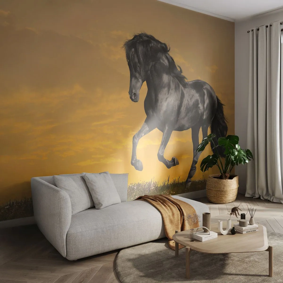 Fototapete Standard Eco - Schön, frei und wild - Tiere, Pferd, Landschaft - 400x280 cm