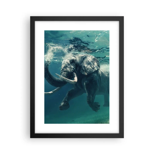 Poster in einem schwarzem Rahmen - Jeder schwimmt gerne - 30x40 cm