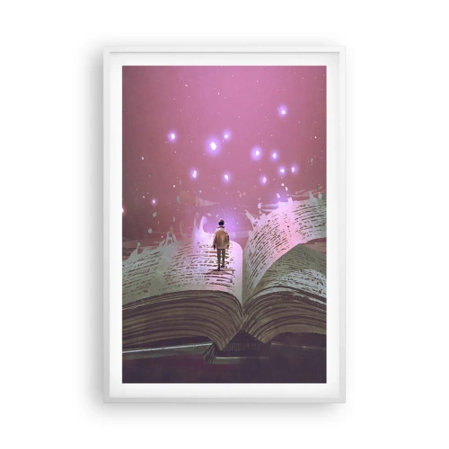 Poster in einem weißen Rahmen - Einladung in eine andere Welt - lesen Sie! - 61x91 cm
