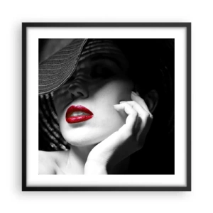 Poster in einem schwarzem Rahmen - Eine Studie in Scharlachrot - 50x50 cm