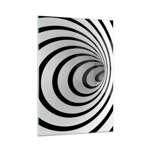 Glasbild - Bild auf glas - Abstraktes Spiralmuster in Schwarz und Weiß - 50x70cm - Sie können dem auch nicht widerstehen? - Moderne Wanddekoration für Wohnzimmer und Schlafzimmer ARTTOR